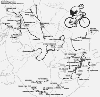 Carte des pistes cyclables de Moscou