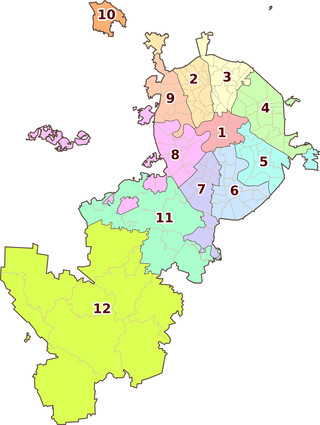 Carte des quartiers, districts et arrondissements de Moscou