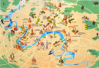 Carte touristique des musées, lieux touristiques, sites touristiques, attractions et monuments de Moscou